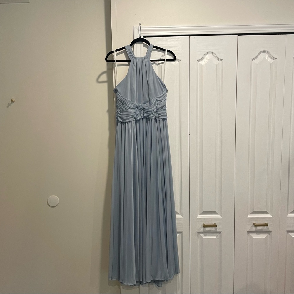 David's Bridal Light Blue Halter Gown
